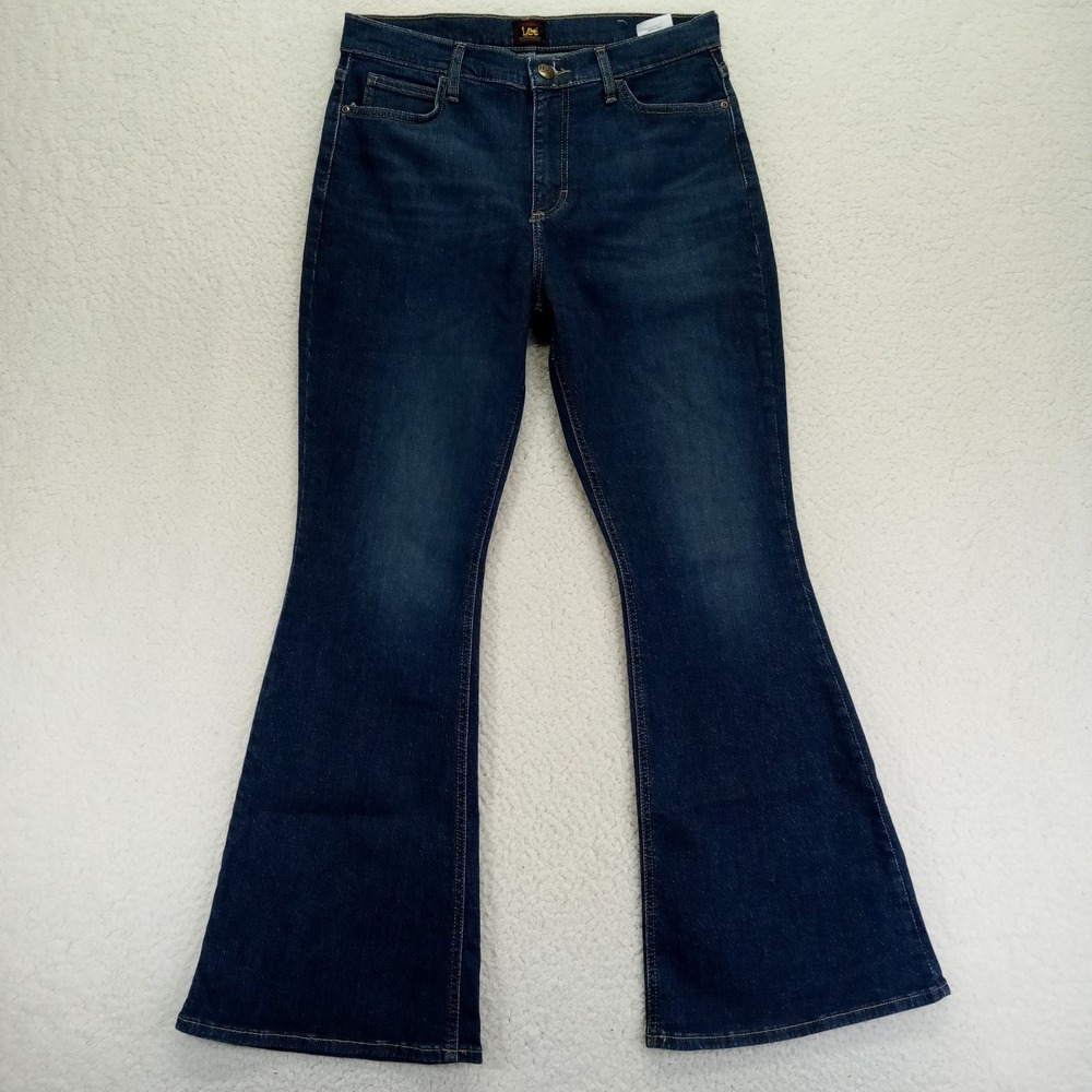 Lee Legendary Flare Leg Mid Rise Jeans Womens 12 Short Dark Wash